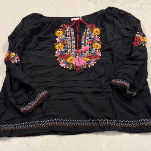Kyla Seo Black Embroidered Top Women's Large